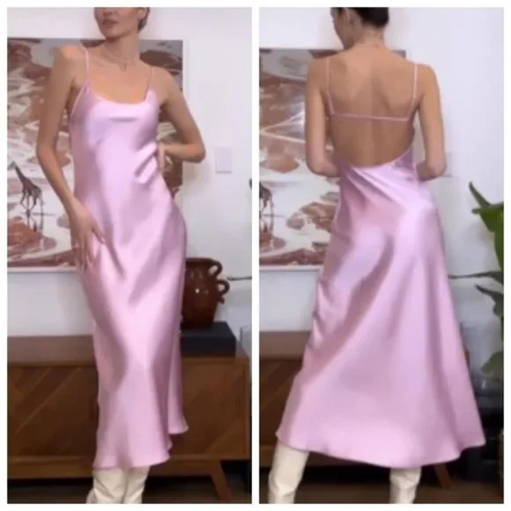 Zara Satin Effect Midi Slip Dress